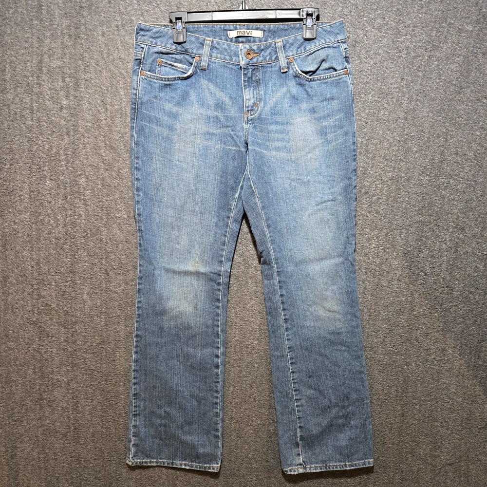 Mavi Jane Women's Bootcut Low Rise Jeans Sz 32/32 Light Wash Whiskering
